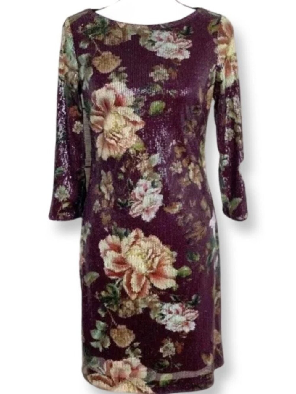 Vince Camuto Sequin Floral Shift Dress Size 6